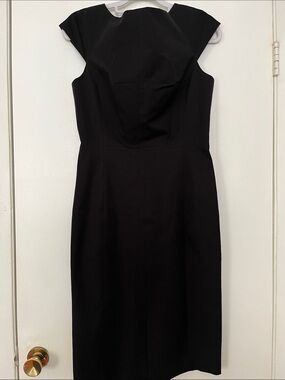 Banana Republic Black Cap-Sleeve Sheath Midi Dress